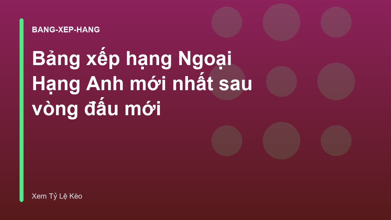 Bảng xếp hạng Ngoại Hạng Anh mới nhất sau vòng đấu mới